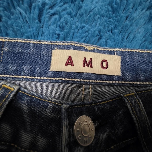 AMO Babe In Something Blue Raw Gem Size 26 Distressed Womens Jeans - Picture 6 of 11